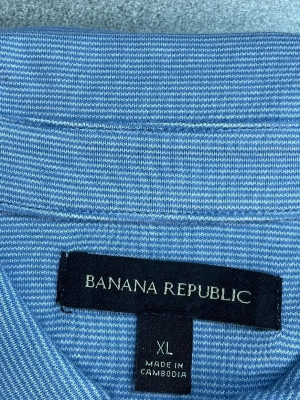 NWT Banana Republic Men's XL Blue Pinstriped  Polo Shirt 100% Cotton